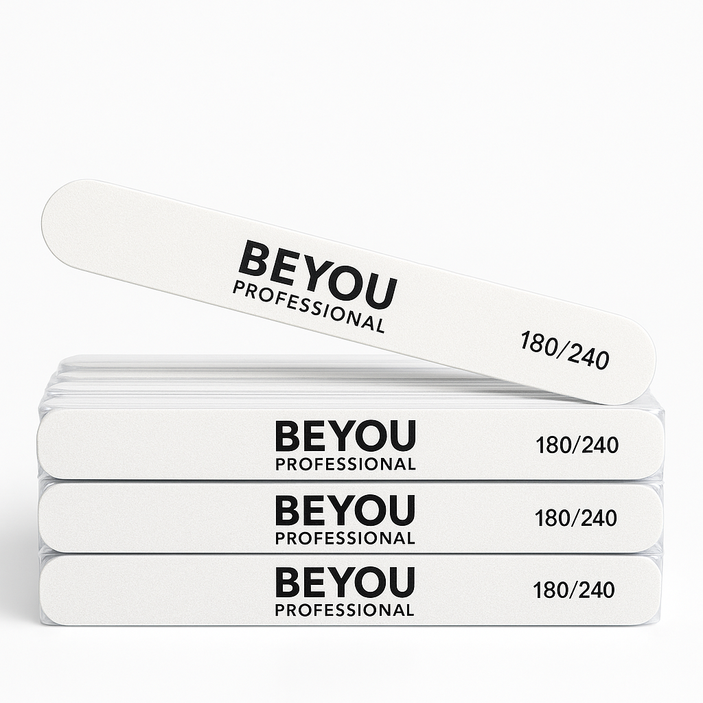 BEYOU Professional Nail Files 180/240 Grit, Plastic Base