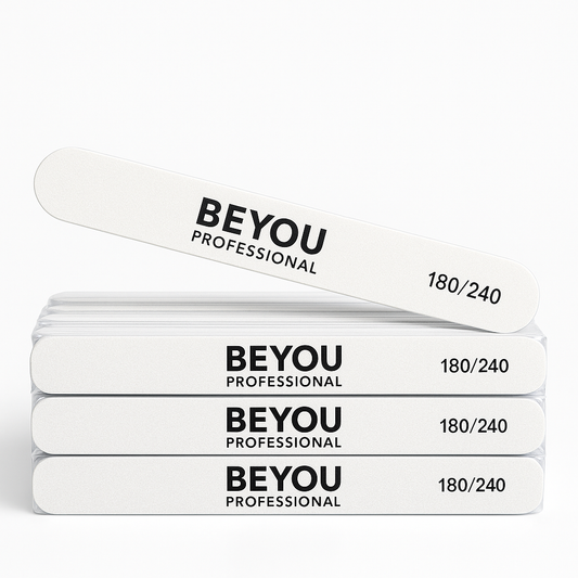 BEYOU Professional Nail Files 180/240 Grit, Plastic Base