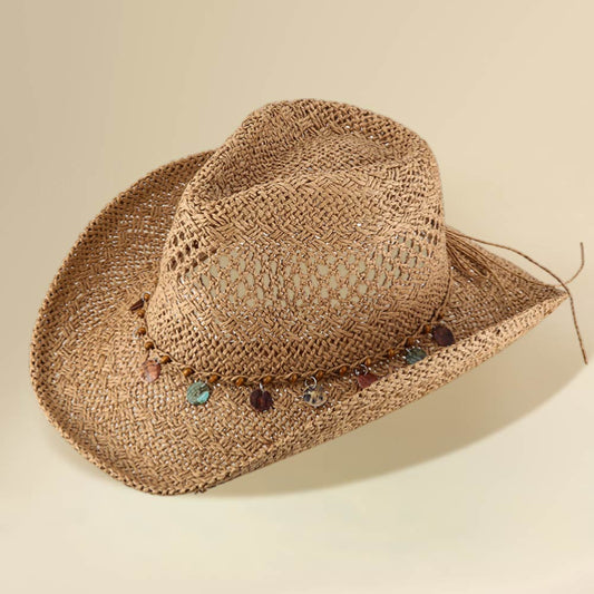 Boho Western Woven Cowboy Summer Fedora Hat