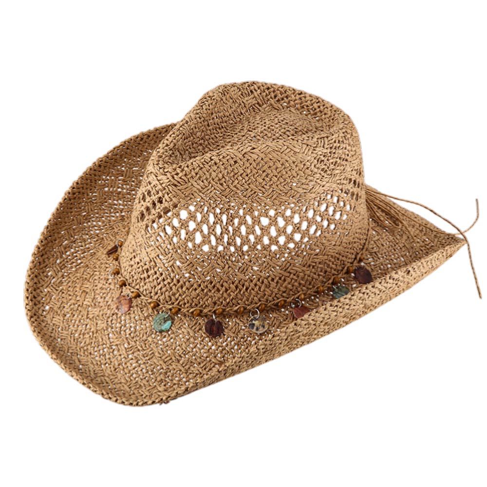 Boho Western Woven Cowboy Summer Fedora Hat
