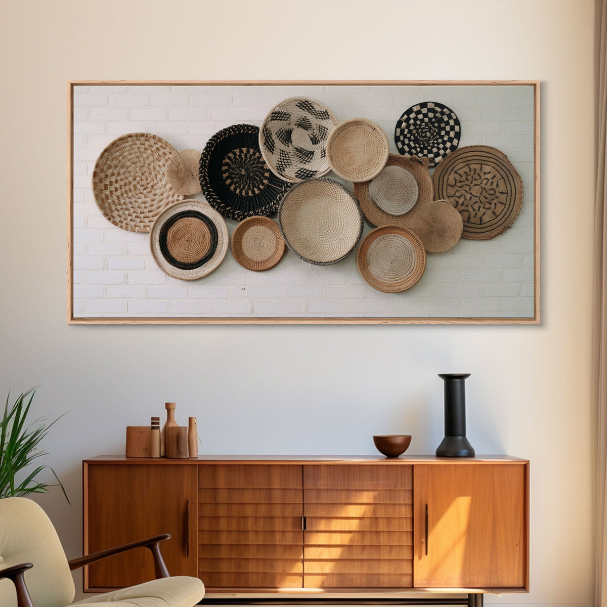 Basket Framed Canvas Print