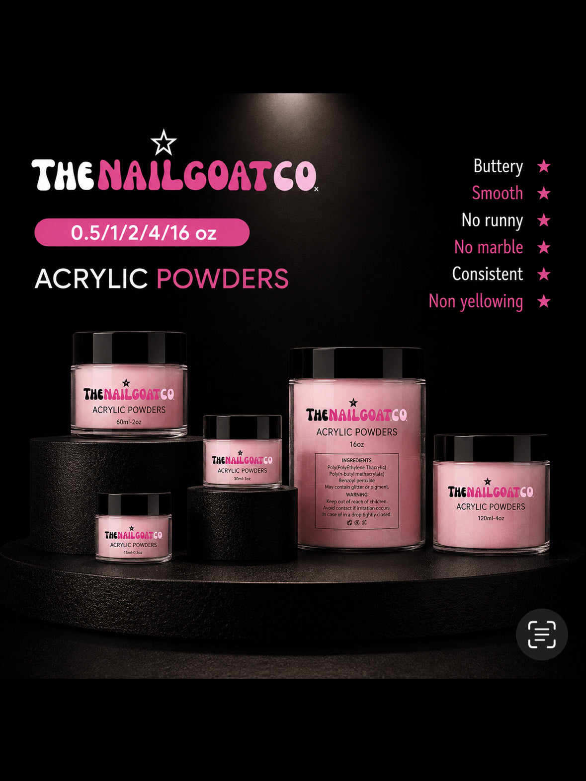 6-Piece Cover Acrylic Powder Collection for Nail Professionals