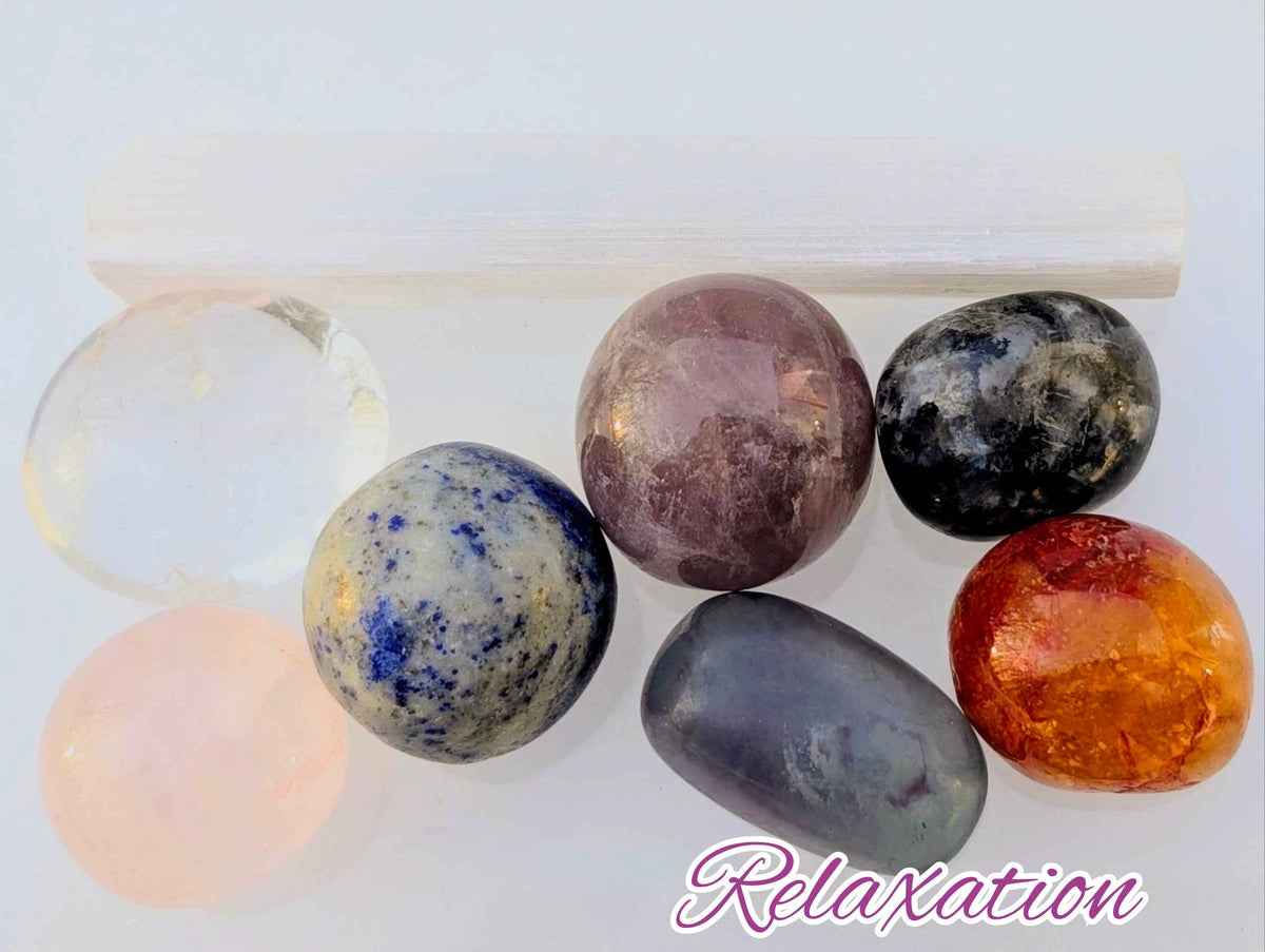 Relaxation’s Radiance Pouch – Chakra Crystals for Calm, Stress Relief & Inner Peace
