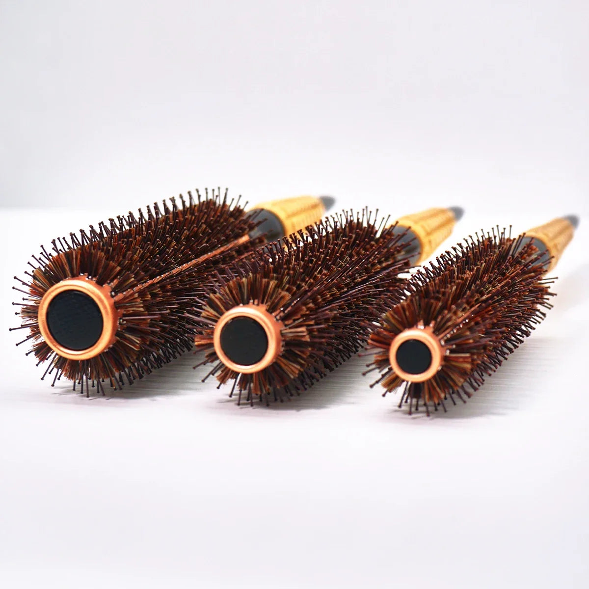 Wood Handle Boar Bristles Round Hair Brush
