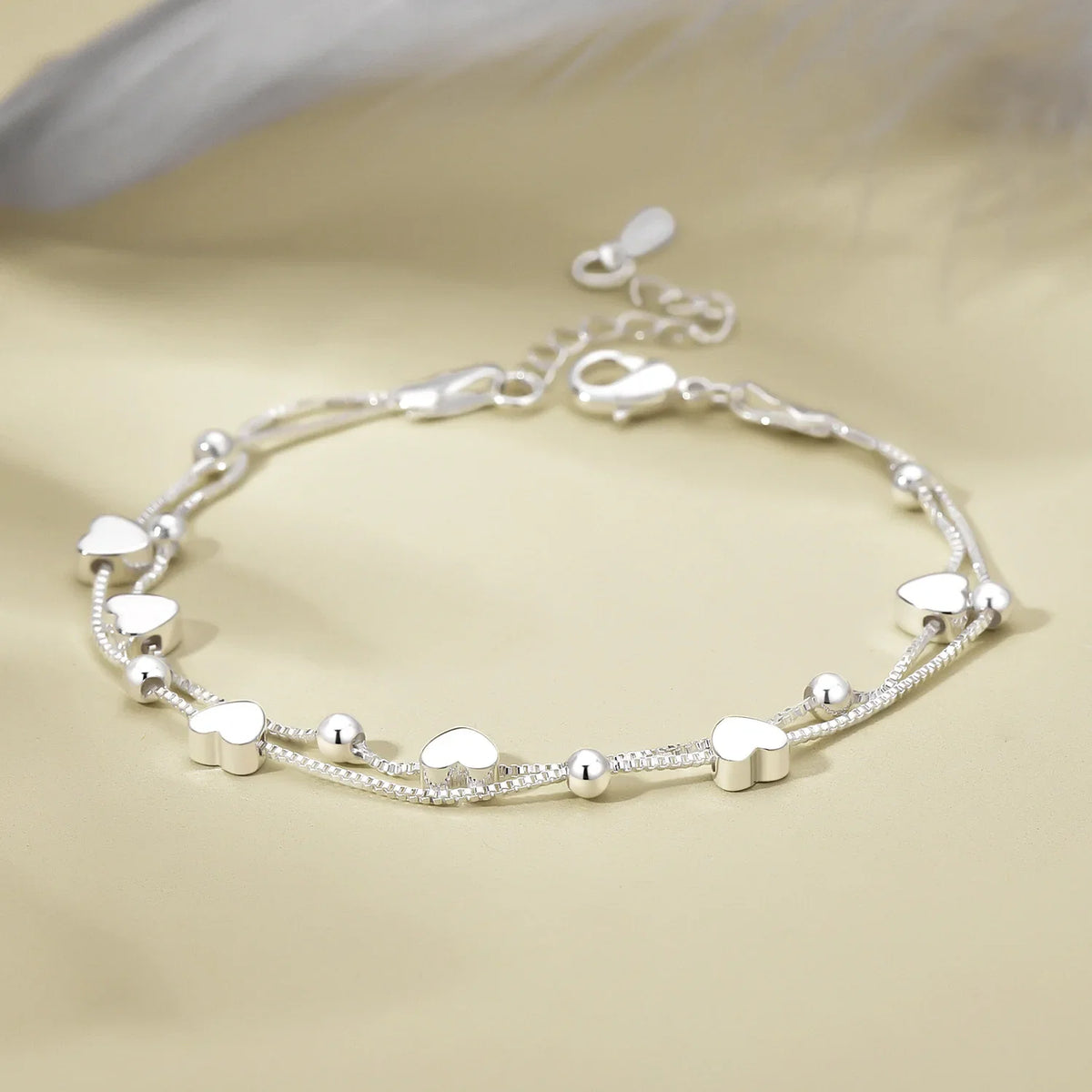 925 Sterling Silver Bracelets Woman Heart Ball Chain Charm Bracelet Couple Designer Jewelry Accessories Wholesale Jewellery