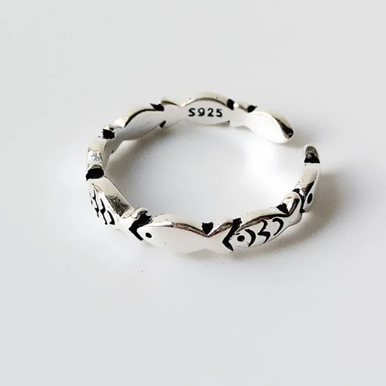 Sterling Silver Adjustable Fish Ring