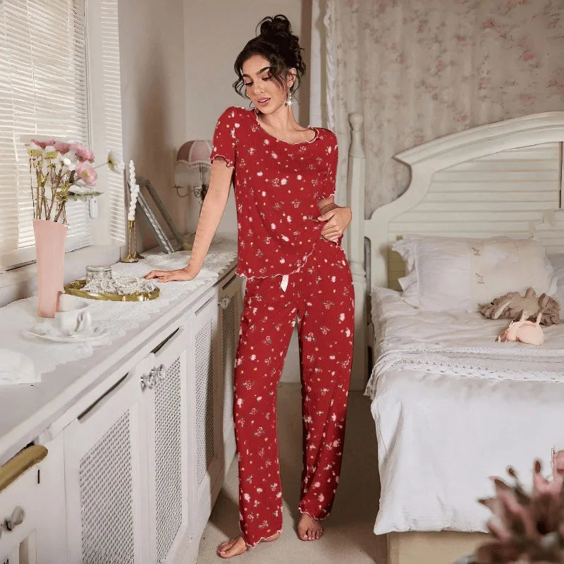 Loungewear Casual Two-piece Pajamas Set