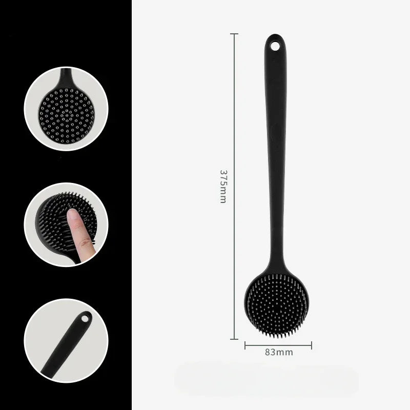 Silicone Back Scrubber Brush for Shower  Long Handle Body Deep Cleansing and Exfoliating Massage Double-Sided Soft Bristles