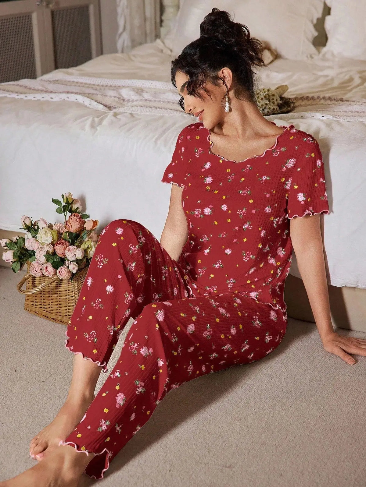 Loungewear Casual Two-piece Pajamas Set