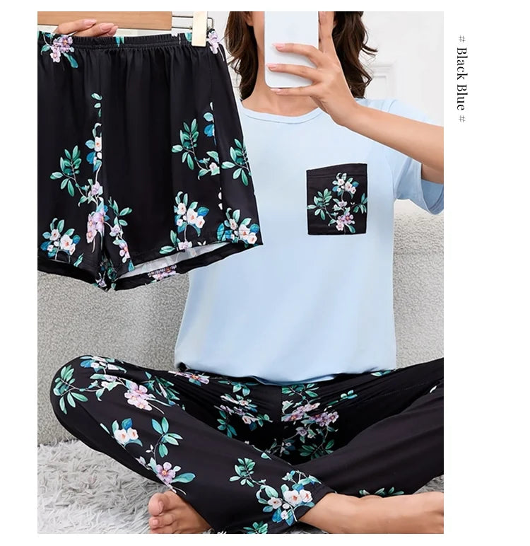 Women's Pajamas 3-Piece Sleepwear Set