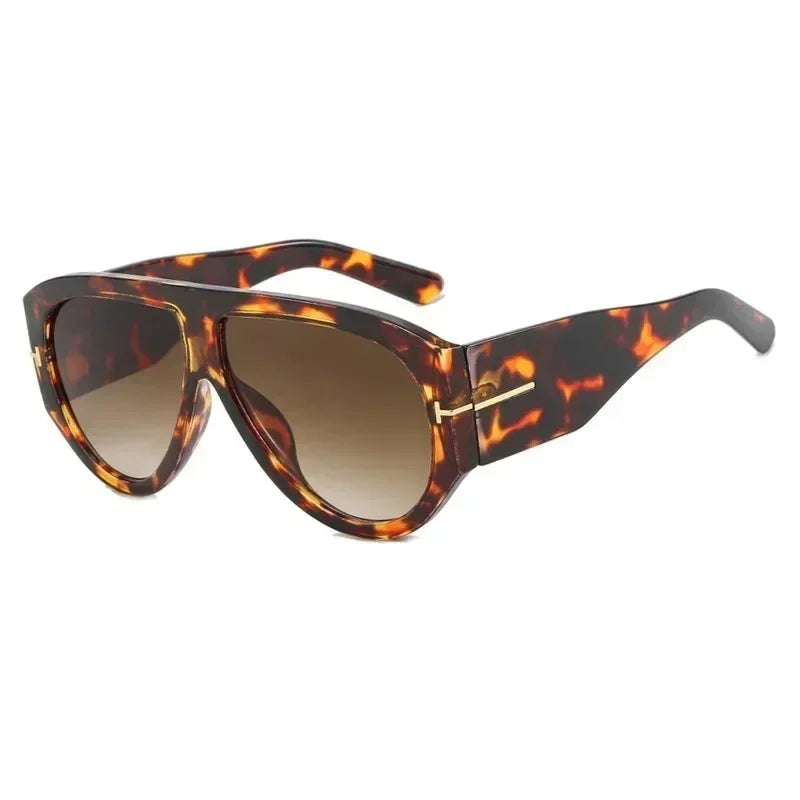 Fashion Big Frame Pilot Brown Sunglasses