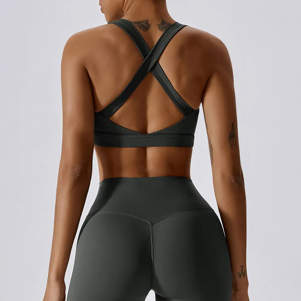 Crossed Shoulder Strap Yoga Bra