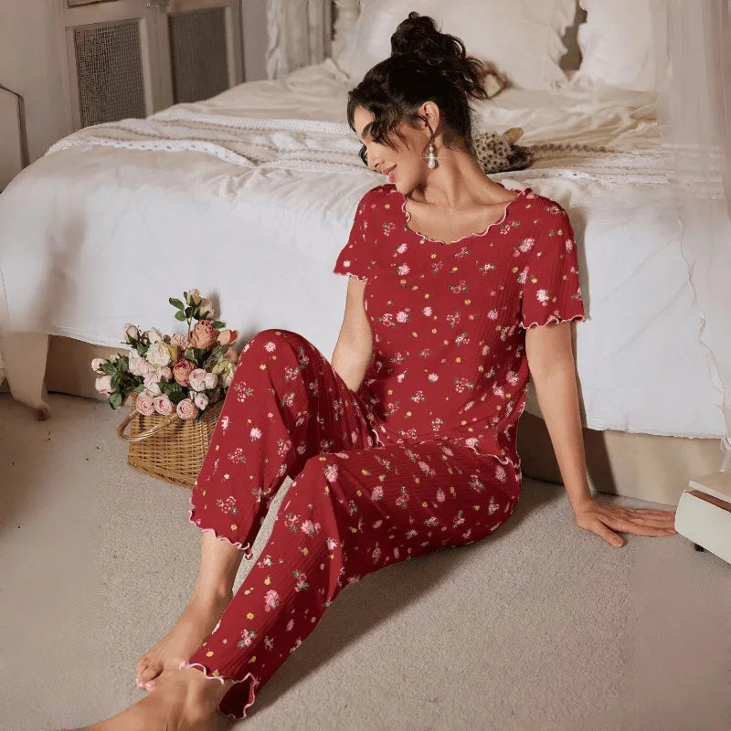 Loungewear Casual Two-piece Pajamas Set