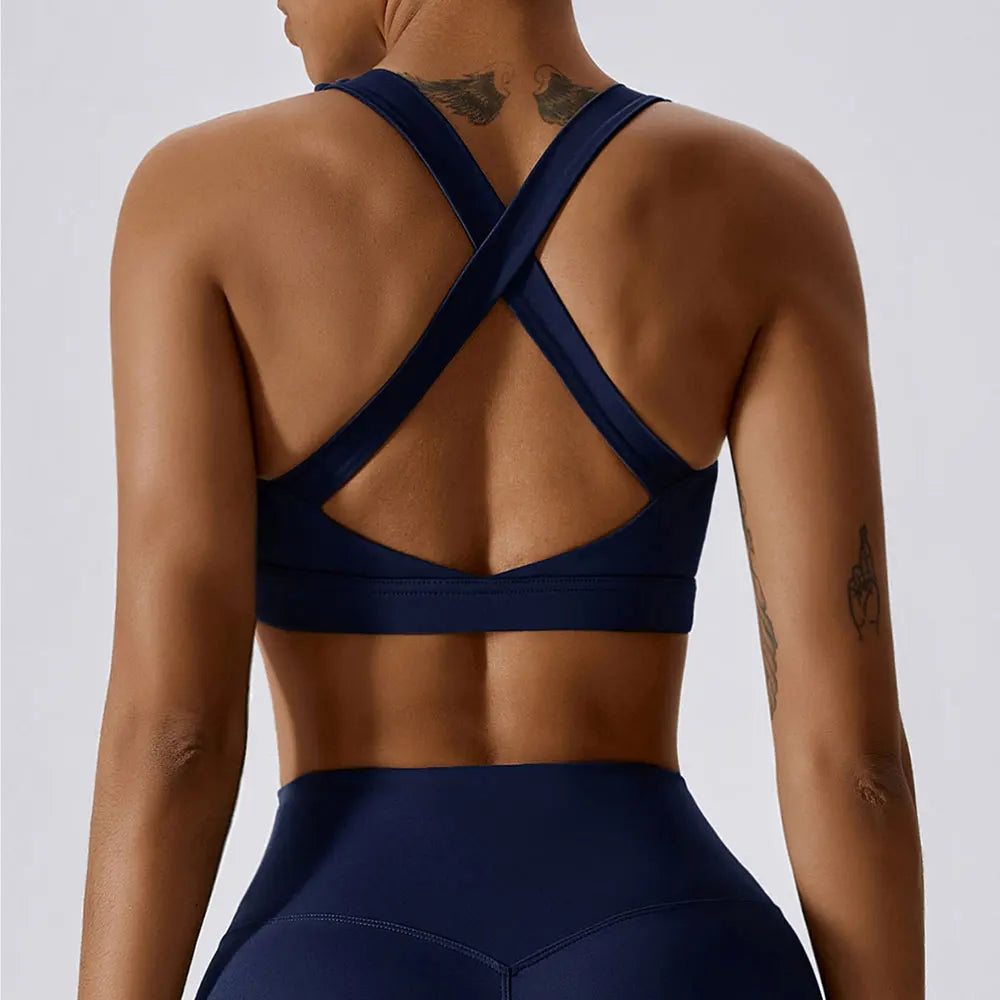 Crossed Shoulder Strap Yoga Bra