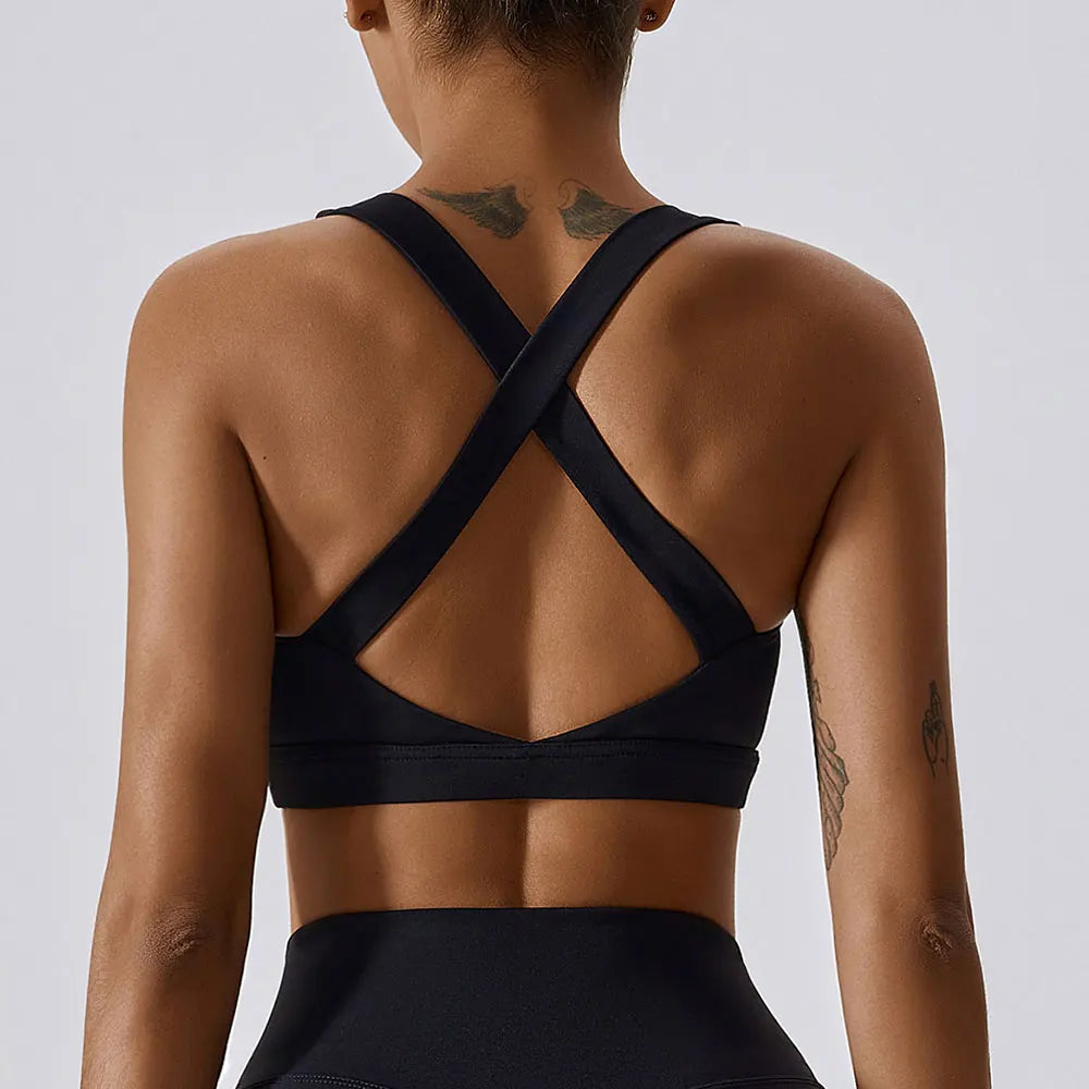 Crossed Shoulder Strap Yoga Bra