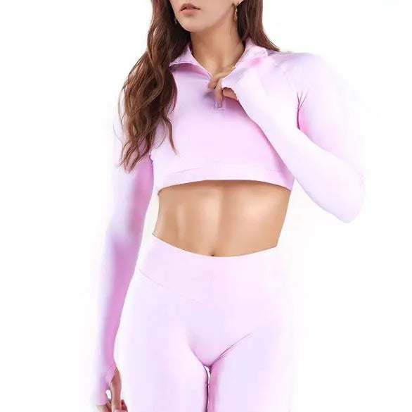 Long Sleeve Crop Top Seamless Quick Dry Shirt