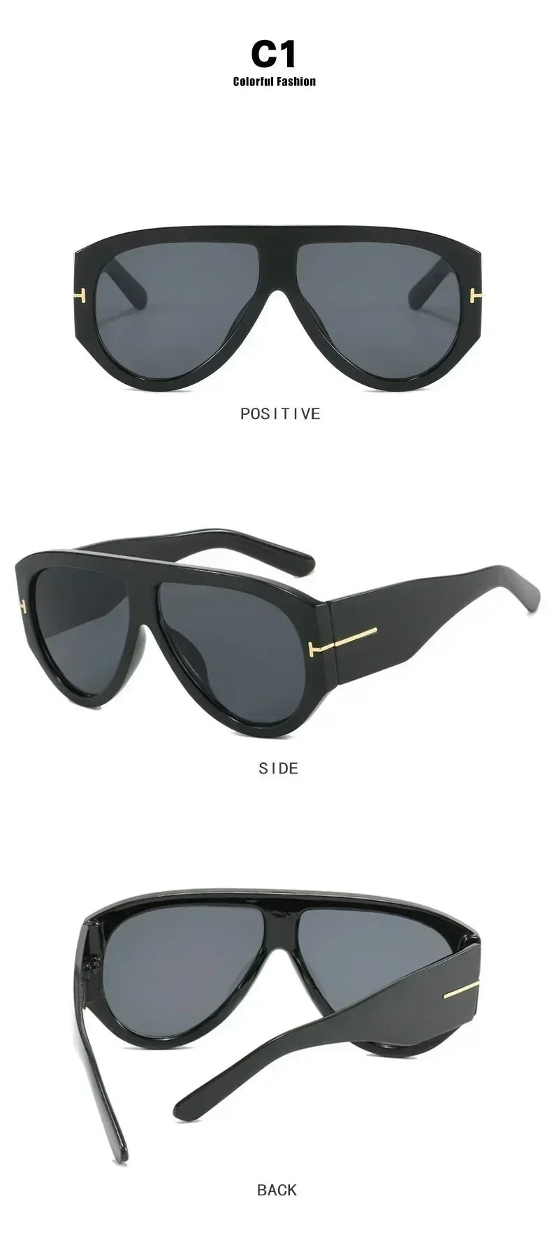 Fashion Big Frame Pilot Brown Sunglasses