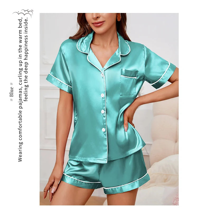 Women's Sleepwear Silk Satin Pajamas Set