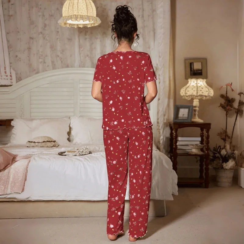 Loungewear Casual Two-piece Pajamas Set