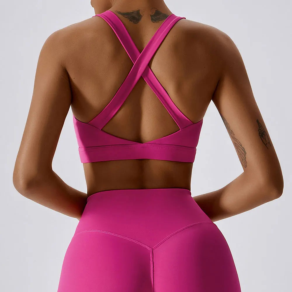 Crossed Shoulder Strap Yoga Bra