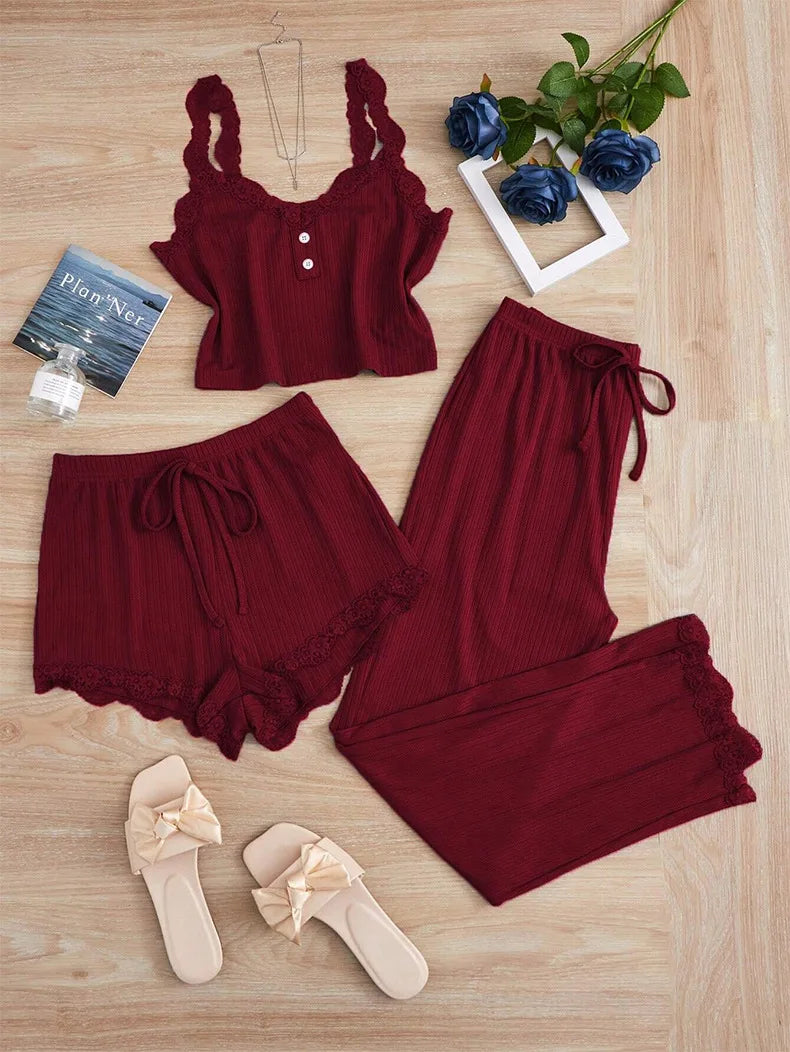 3PCS Women's Pajamas Set