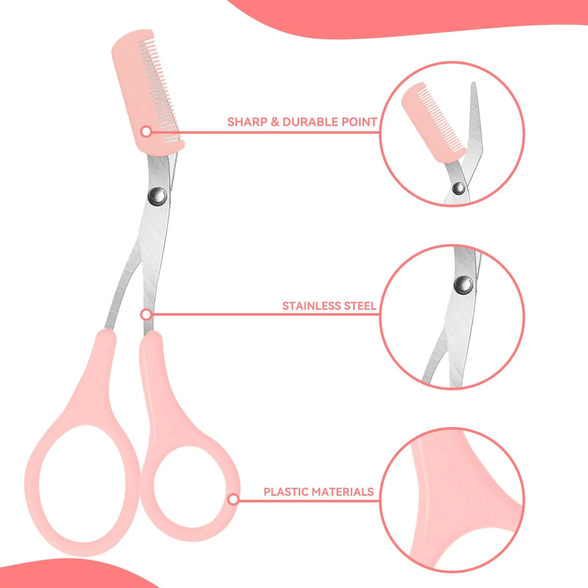 Stainless Steel Eyebrow Scissors With Comb