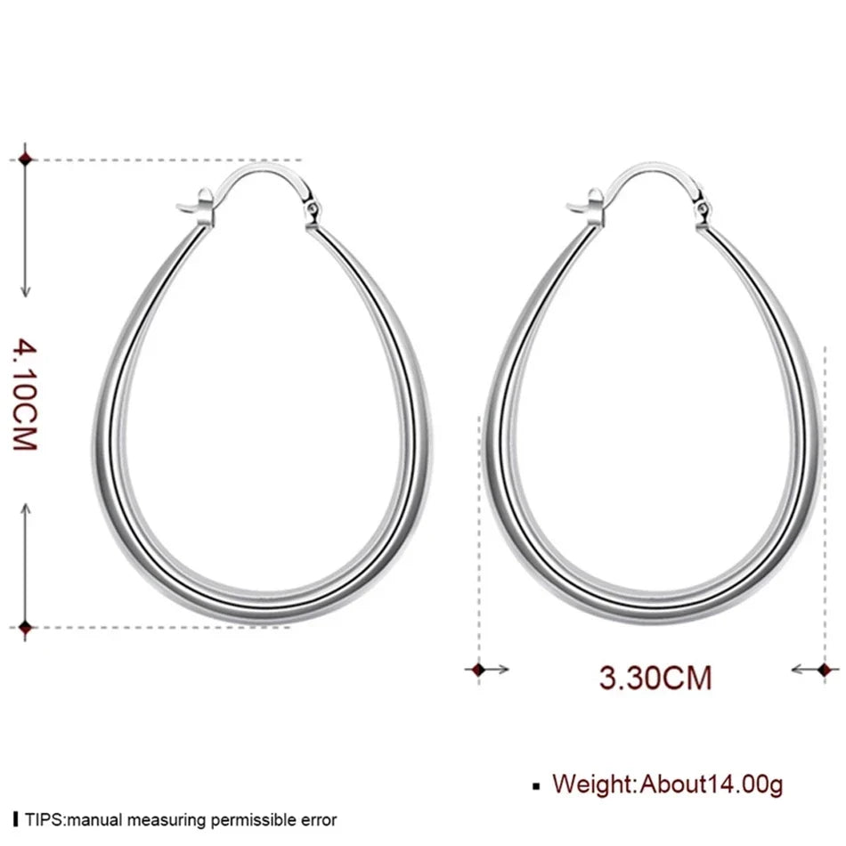 925 Sterling Silver U Shape Small Hoop Earrings For Women Ladies Vintage Luxury Jewelry Accessories Jewellery Argent 925