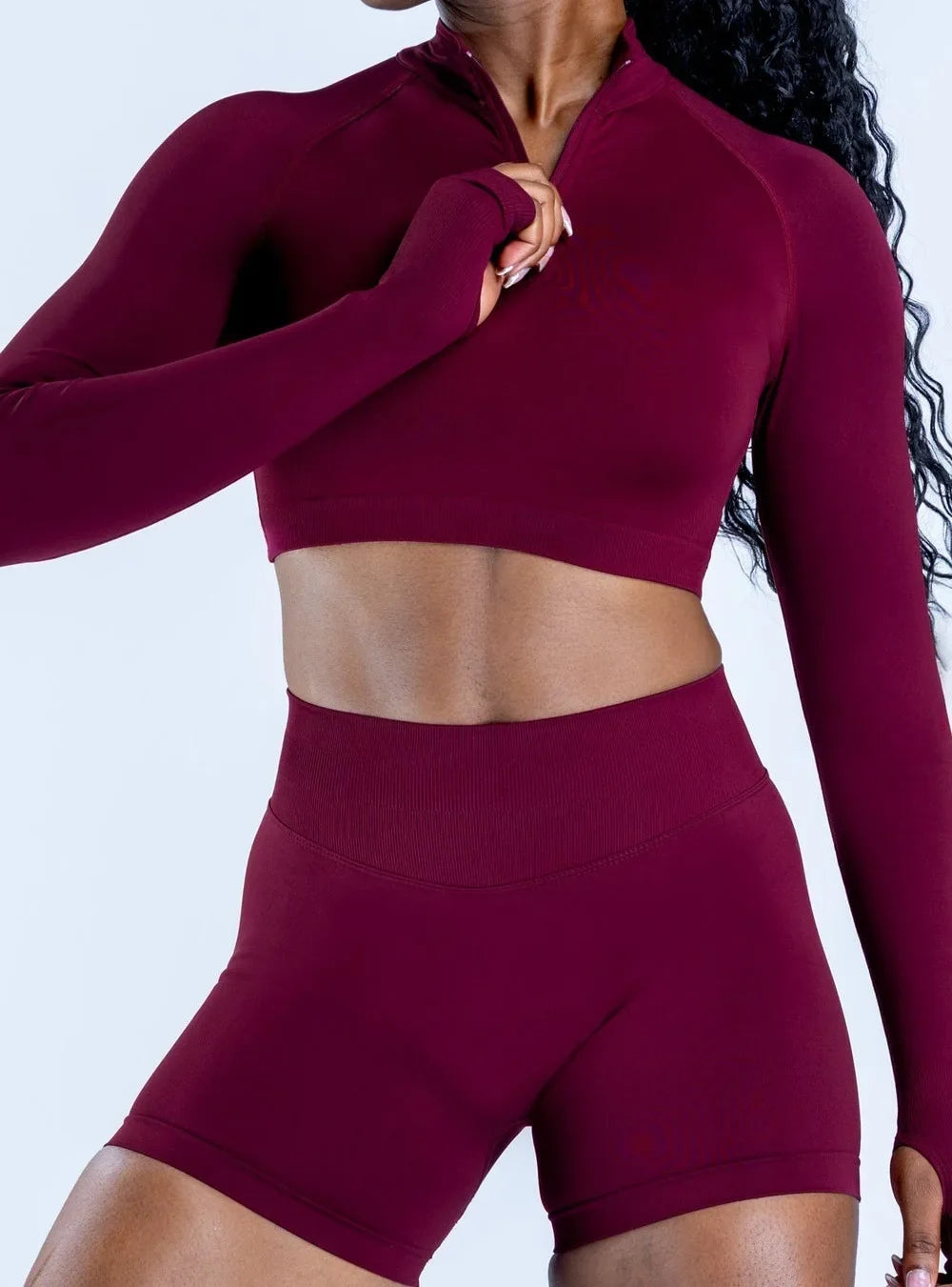 Long Sleeve Crop Top Seamless Quick Dry Shirt