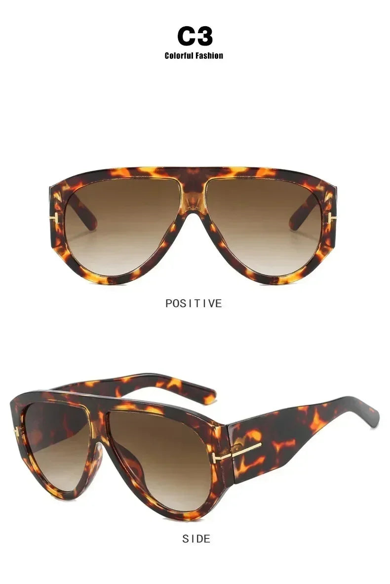 Fashion Big Frame Pilot Brown Sunglasses