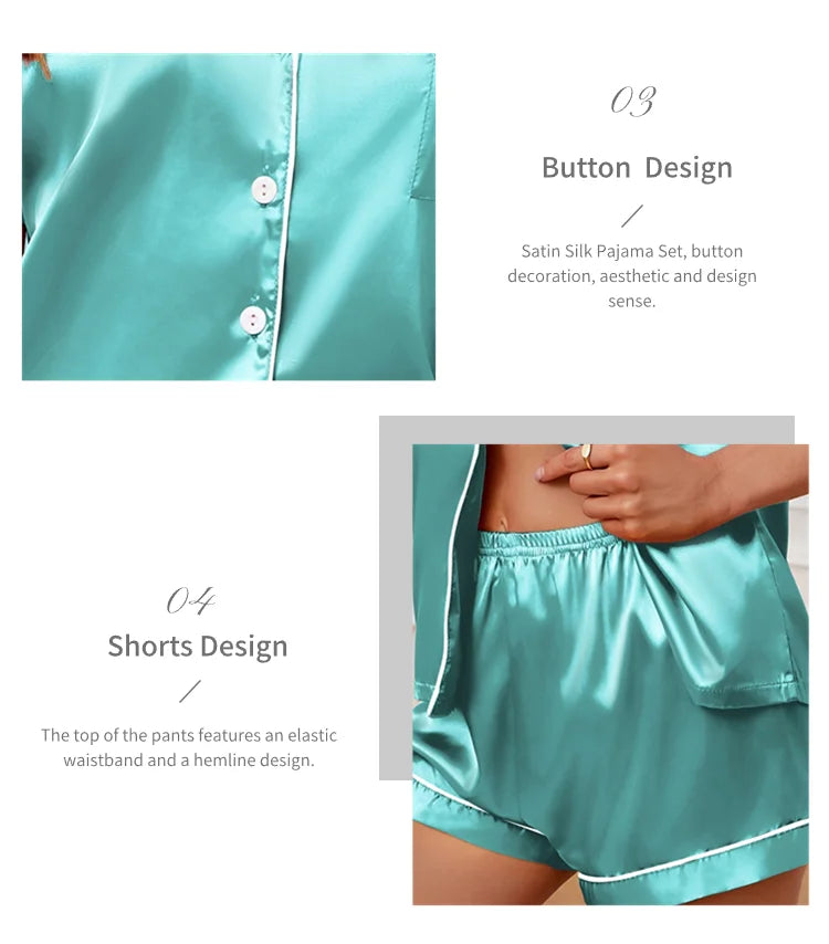 Women's Sleepwear Silk Satin Pajamas Set