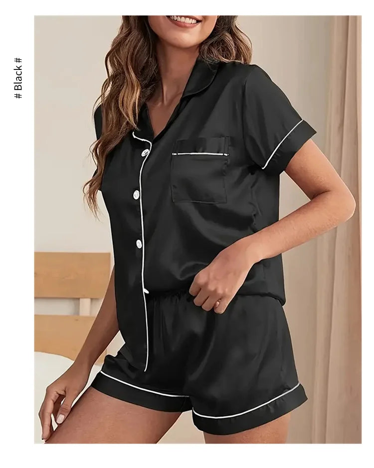 Women's Sleepwear Silk Satin Pajamas Set