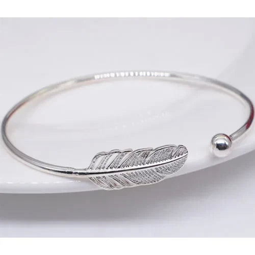 925 Sterling Silver Angel Feather Lucky Arm Cuff Designer Bracelets Bangles For Women Party Jewelry Gifts Jewellery