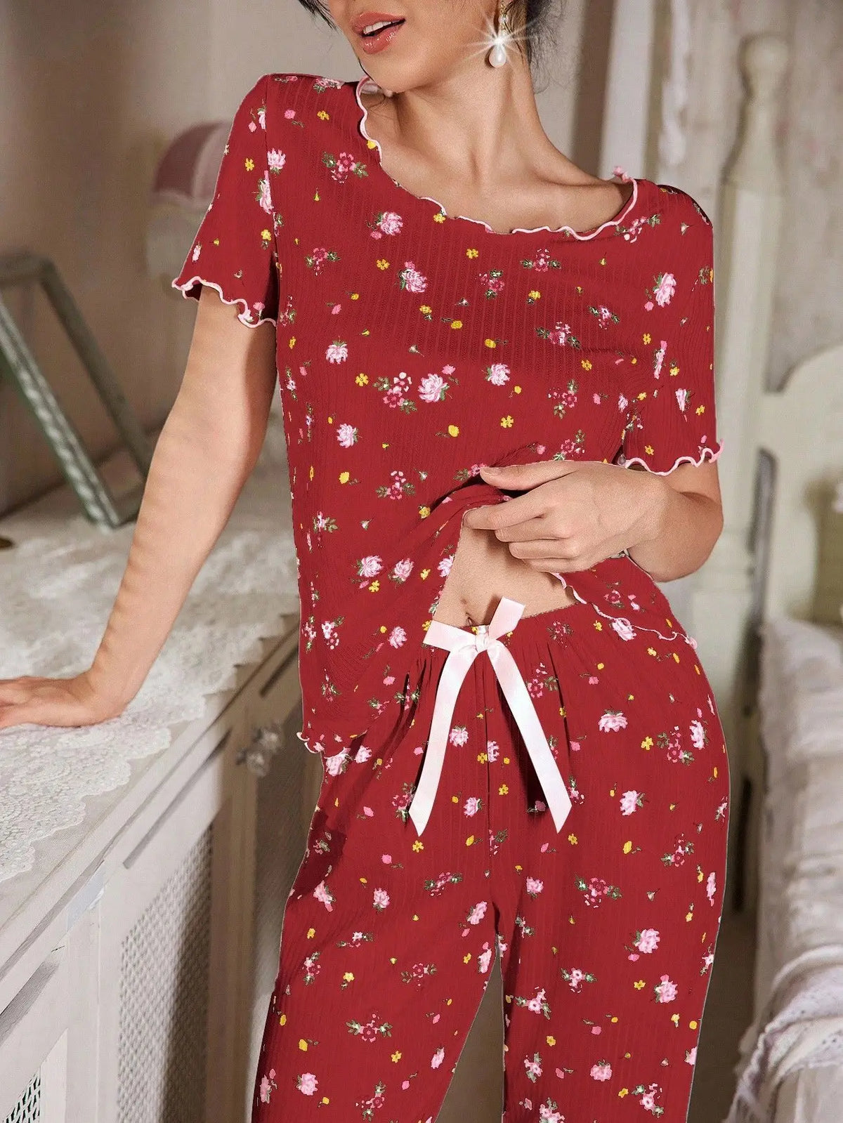 Loungewear Casual Two-piece Pajamas Set