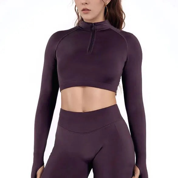 Long Sleeve Crop Top Seamless Quick Dry Shirt