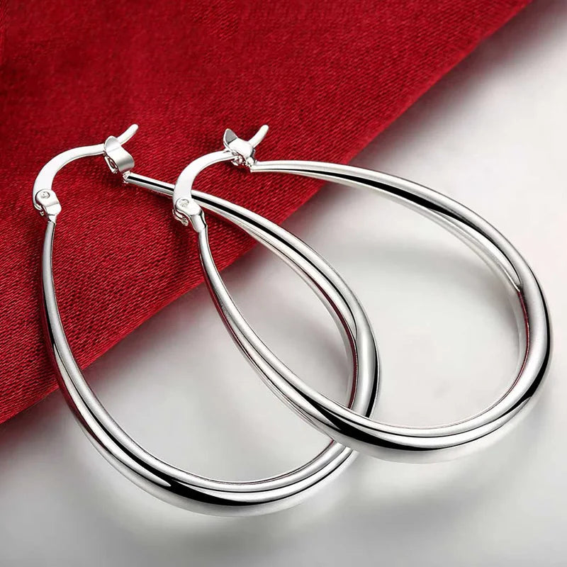925 Sterling Silver U Shape Small Hoop Earrings For Women Ladies Vintage Luxury Jewelry Accessories Jewellery Argent 925