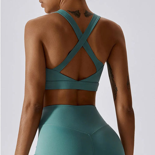 Crossed Shoulder Strap Yoga Bra