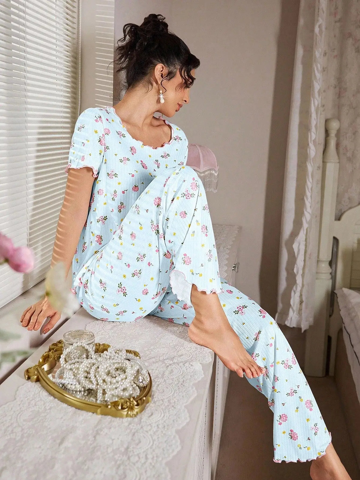 Loungewear Casual Two-piece Pajamas Set