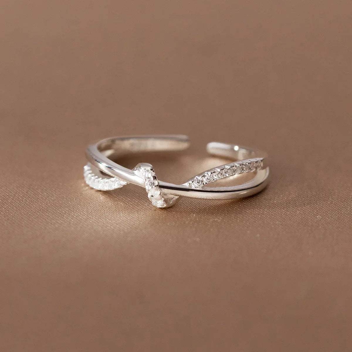 Sterling Silver Cross with Genuine Zircon Ring