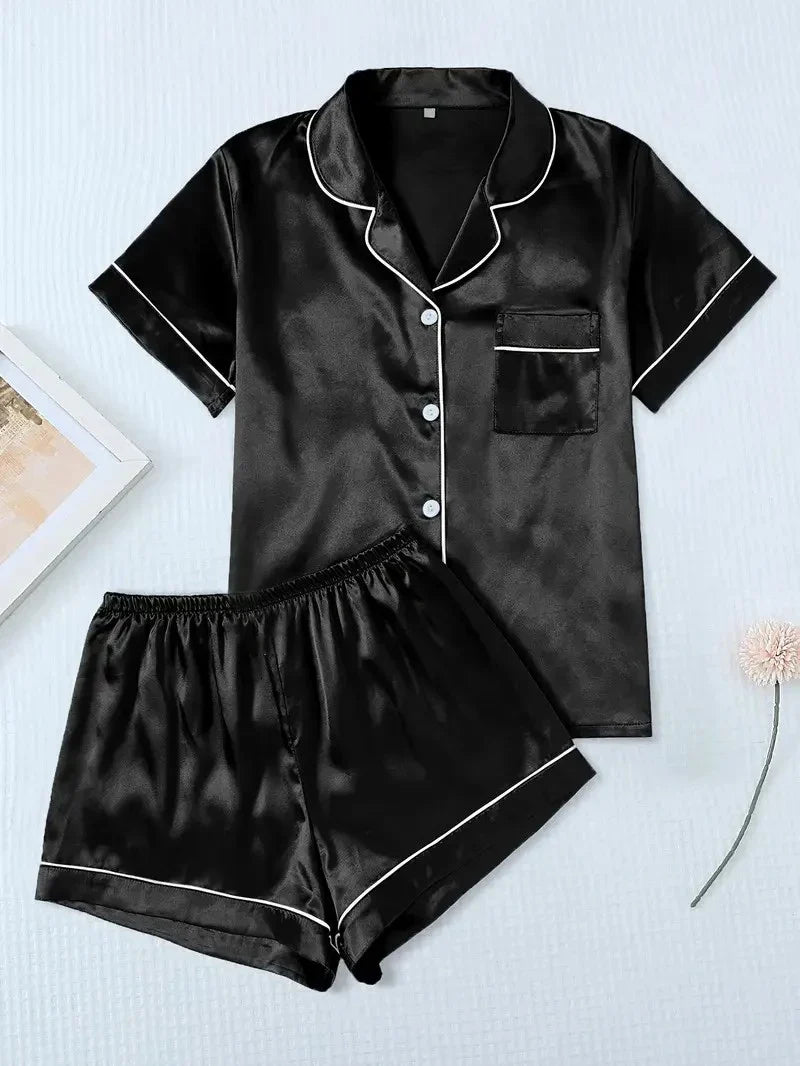 Women's Sleepwear Silk Satin Pajamas Set