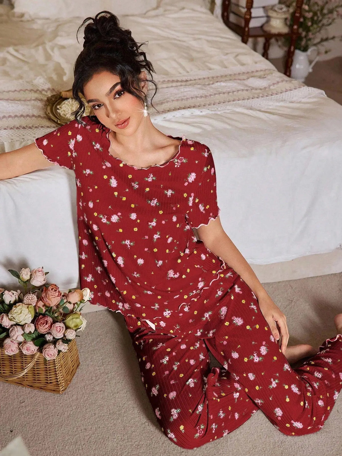 Loungewear Casual Two-piece Pajamas Set
