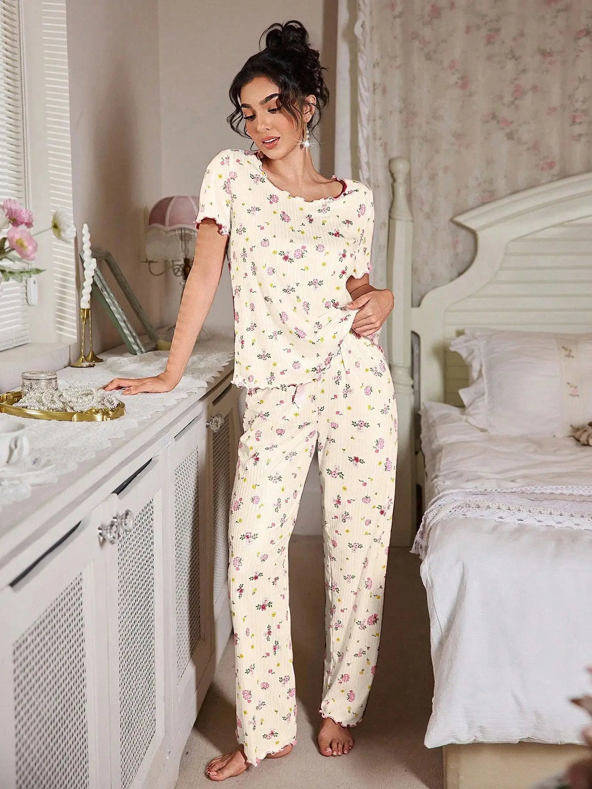 Loungewear Casual Two-piece Pajamas Set