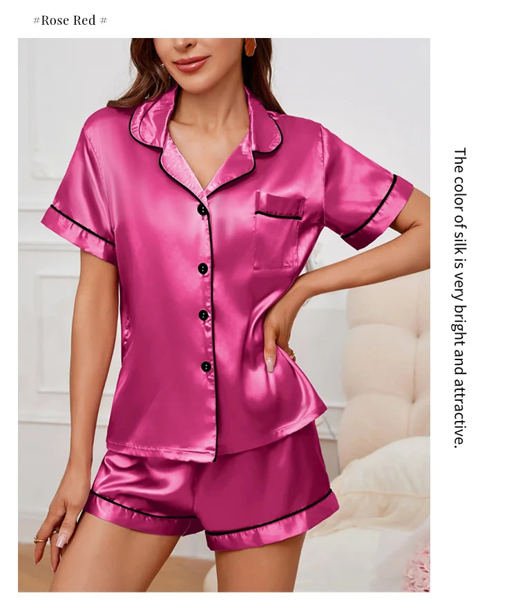 Women's Sleepwear Silk Satin Pajamas Set