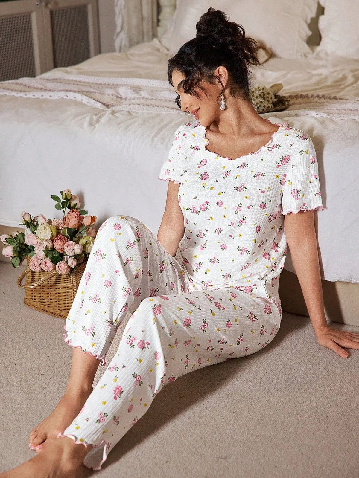 Loungewear Casual Two-piece Pajamas Set