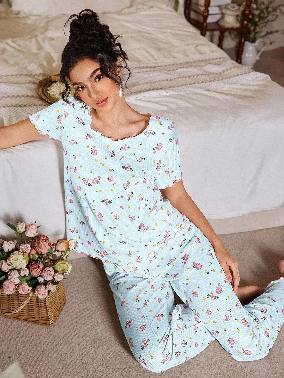 Loungewear Casual Two-piece Pajamas Set