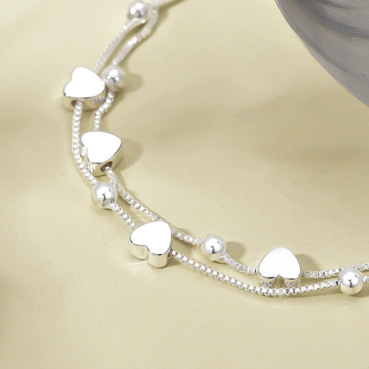 925 Sterling Silver Bracelets Woman Heart Ball Chain Charm Bracelet Couple Designer Jewelry Accessories Wholesale Jewellery