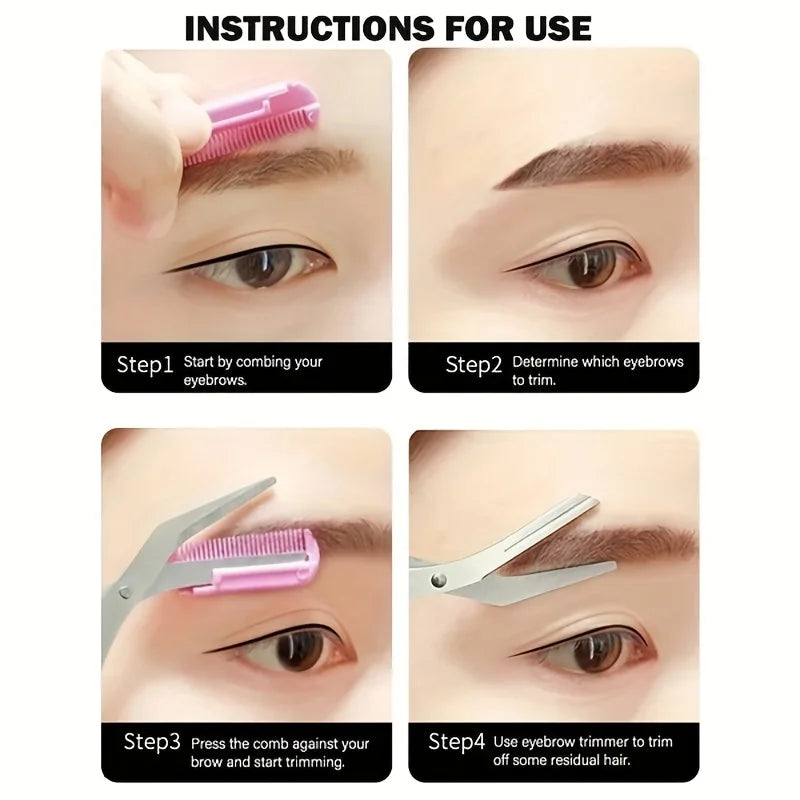 Stainless Steel Eyebrow Scissors With Comb