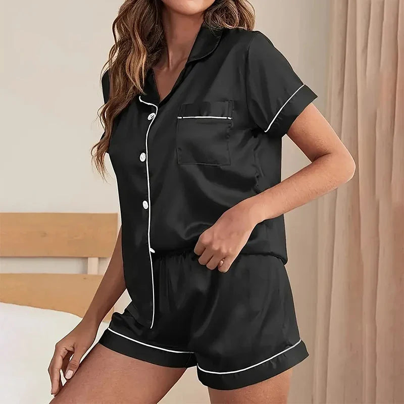 Women's Sleepwear Silk Satin Pajamas Set
