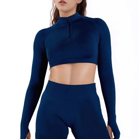 Long Sleeve Crop Top Seamless Quick Dry Shirt