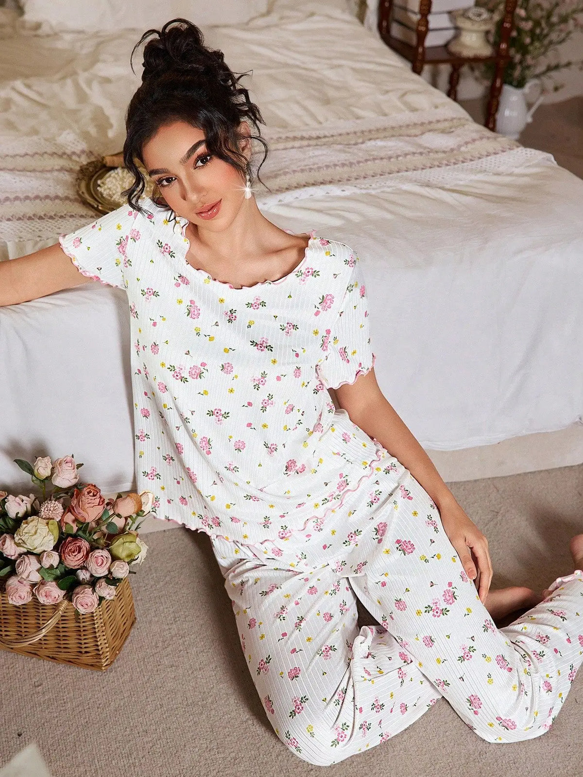 Loungewear Casual Two-piece Pajamas Set