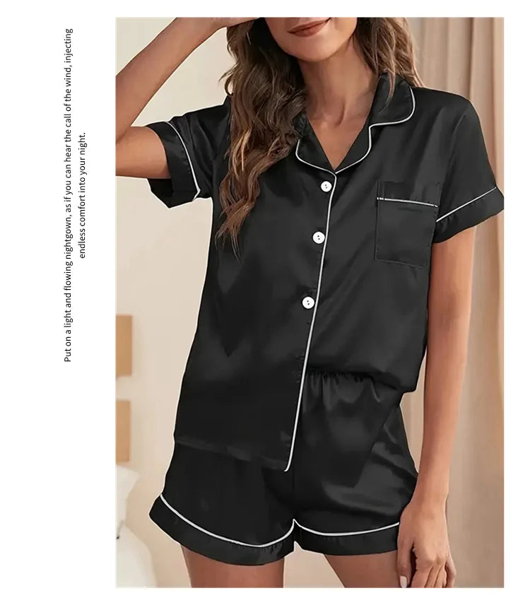 Women's Sleepwear Silk Satin Pajamas Set